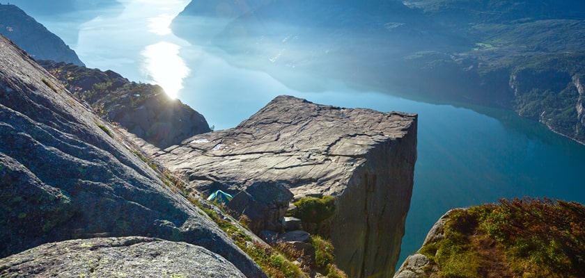 Summers morning at Preikestolen cliff Lysefjorden, Norway Summers morning at Preikestolen cliff Lysefjorden, Norway